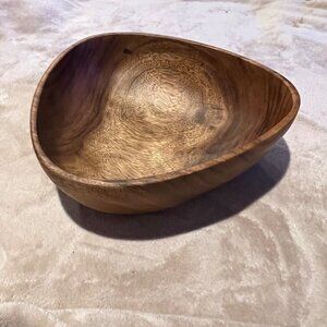 Wooden triangle shaped wooden bowl very MCM mid century style vibe